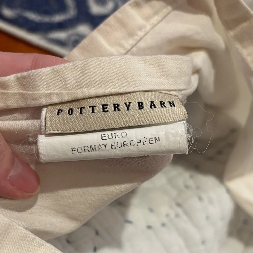 Set/2 POTTERY BARN *Euro* Navy Blue Quilted Pillow Shams Covers
